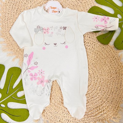 Macacão Trape Zape- Cachorrinha com Flores - Off White